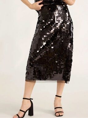Scoop Women's Paillette Sequin Midi Skirt, Sizes M